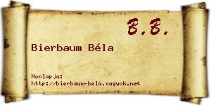 Bierbaum Béla névjegykártya