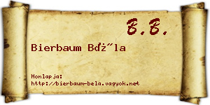 Bierbaum Béla névjegykártya
